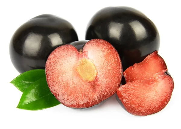 Big juicy plum with a stone — Stock Photo, Image