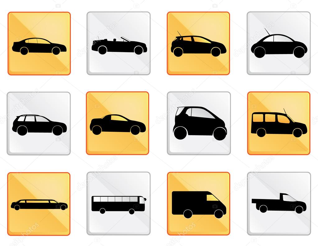 A set of car icons