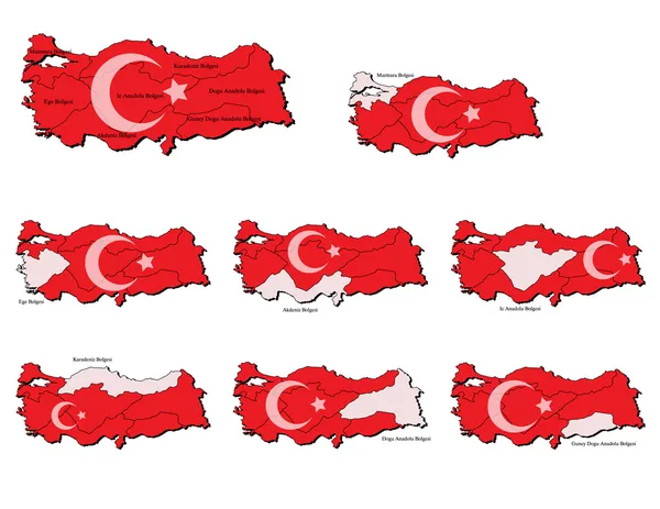 Türkiye'de il haritaları — Stok Vektör