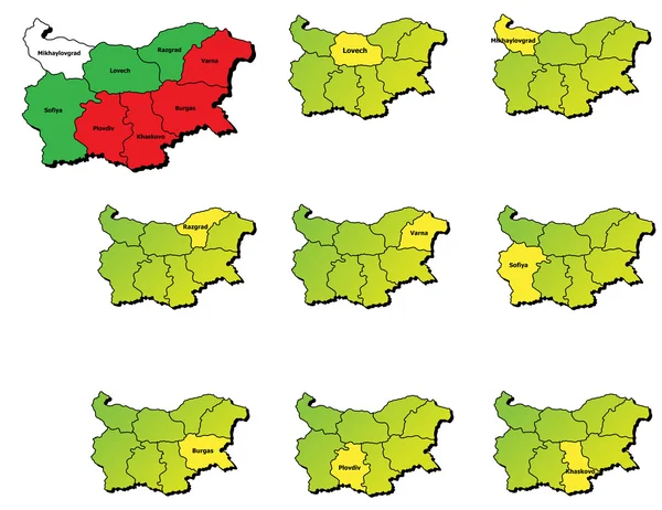 Bulgaria provincias mapas — Archivo Imágenes Vectoriales