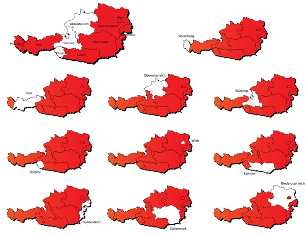 Oostenrijk provincies kaarten — Stockvector