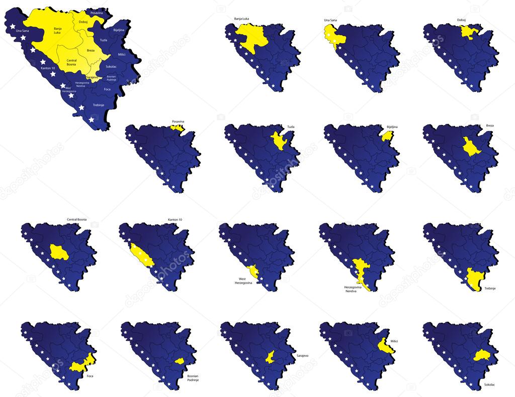 Bosnia herzegovina provinces maps