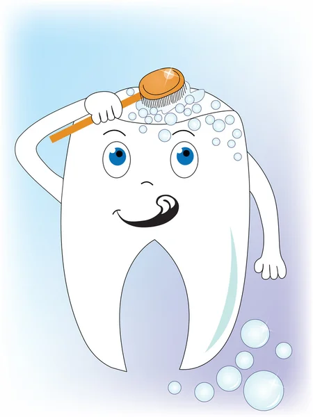 Tooth brushing itself — Stock Vector