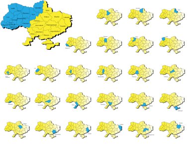 Ukraine provinces maps clipart