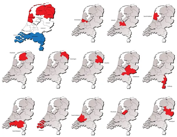 Karten der niederländischen Provinzen — Stockvektor