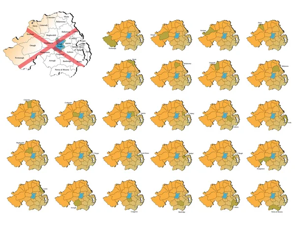 北アイルランドの州の地図 — ストックベクタ