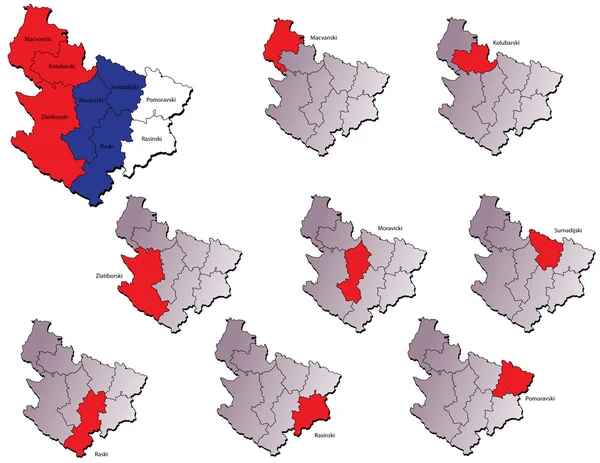 Sırbistan il haritaları — Stok Vektör