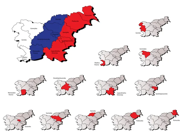 Eslovénia províncias mapas — Vetor de Stock