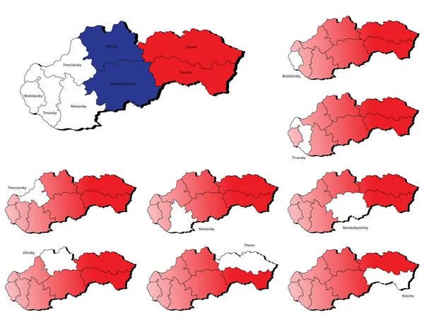 Slovacchia province mappe — Vettoriale Stock
