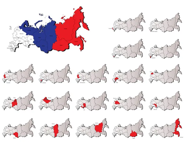 Rusia provincias mapas — Vector de stock