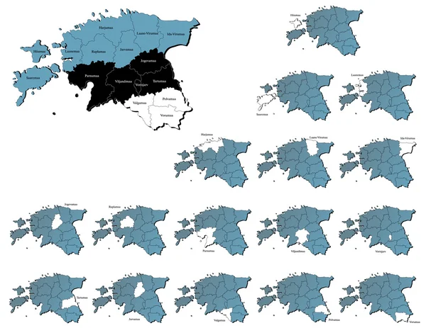 Estland provinserna kartor — Stock vektor