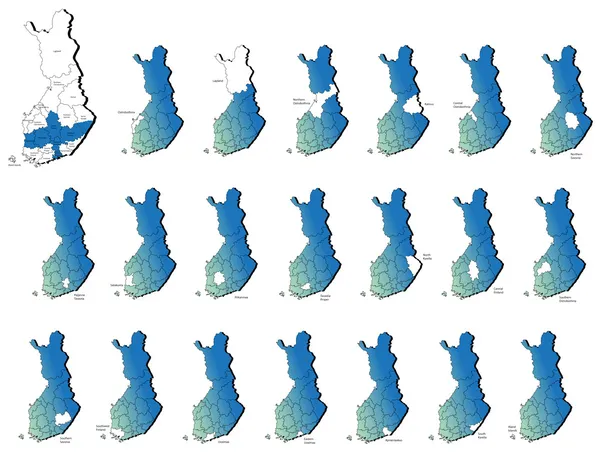 Finland provinces maps — Stock Vector