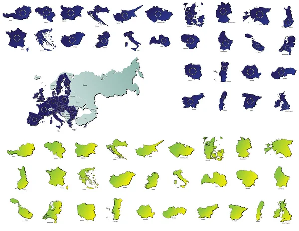 Unión Europea países mapas — Vector de stock