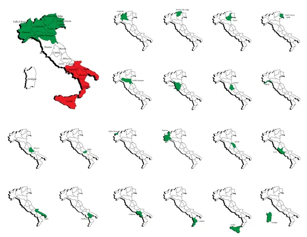 Italien provinserna kartor — Stock vektor