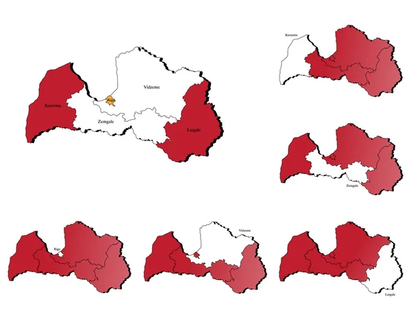 Letónia províncias mapas —  Vetores de Stock