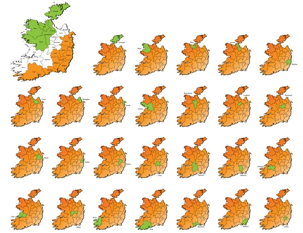 아일랜드 지방 지도 — 스톡 벡터