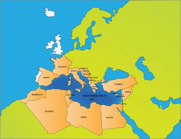Landen aan de Middellandse Zee — Stockvector