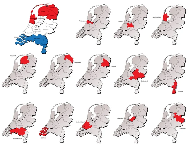 Nederlandse provincies kaarten — Stockvector