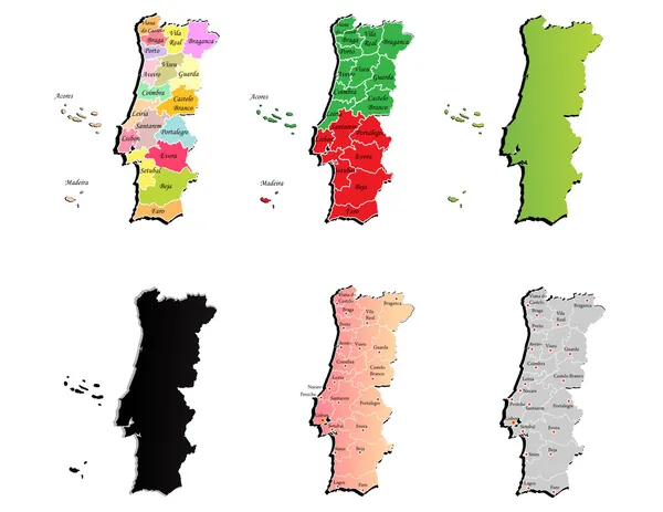 Portugal kaarten — Stockvector