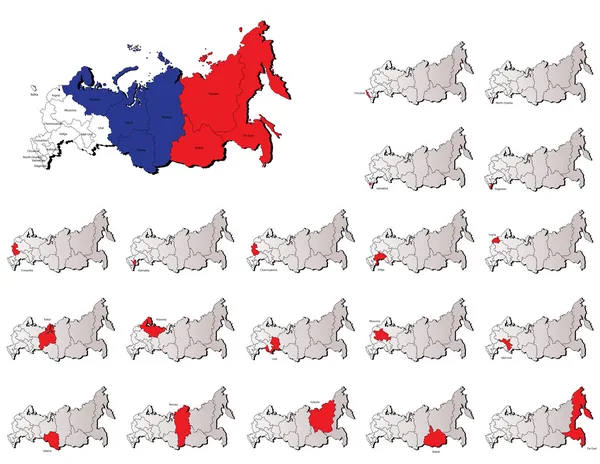 Rusland provincies kaarten — Stockvector