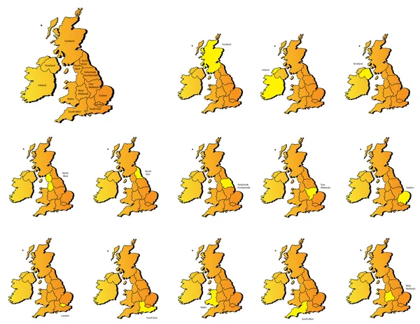 Britse provincies kaarten — Stockvector