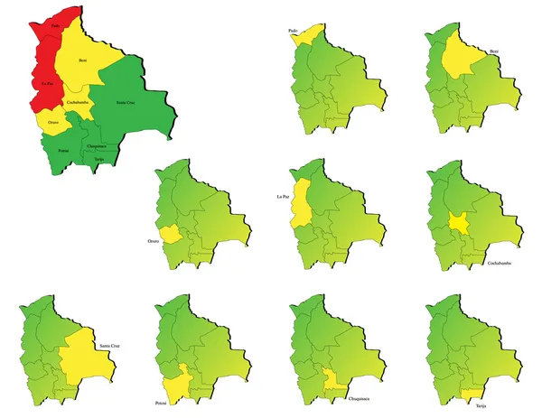 Bolivia provinserna kartor — Stock vektor