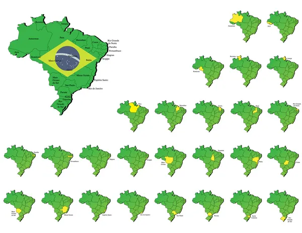 Brazilië provincies kaarten — Stockvector