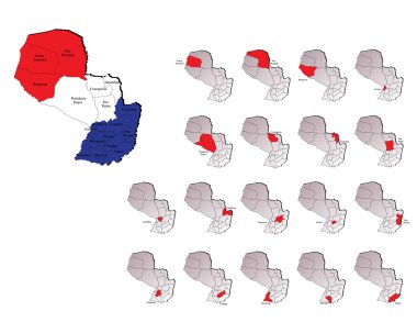 Paraguay provinces maps clipart