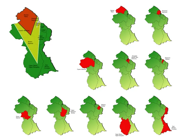 Guyanai tartományok térképek — Stock Vector