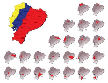 Ecuador provinces maps clipart