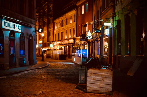 Walk Streets Old Historical Part New Year Eve Evening Riga1 — Stock Photo, Image