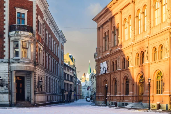 Beautiful Streets Buildings New Year Old Riga111 — Stock Photo, Image