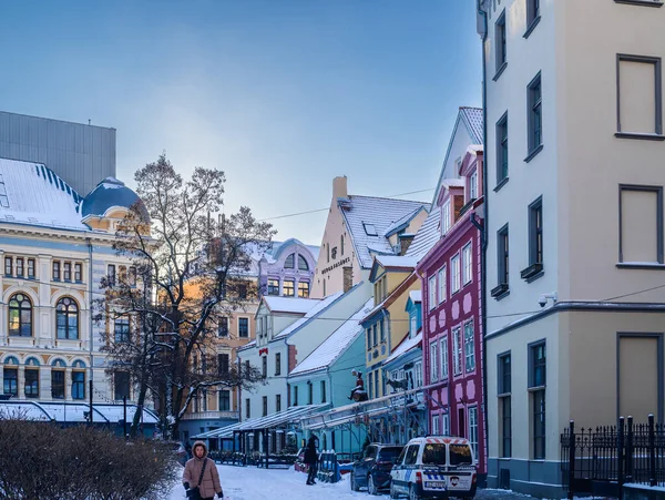 Hermosas Calles Edificios Año Nuevo Riga91 — Foto de Stock