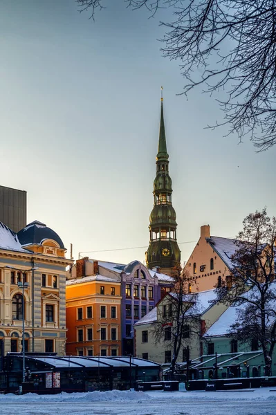 Piękne Ulice Budynki Nowym Roku Old Riga88 — Zdjęcie stockowe