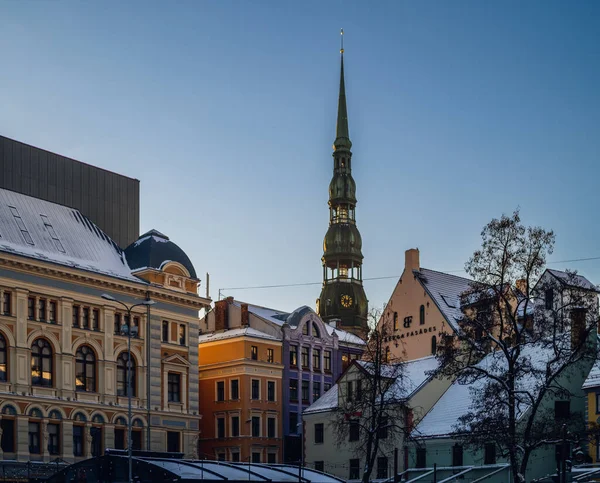 Beautiful Streets Buildings New Year Old Riga85 — стоковое фото