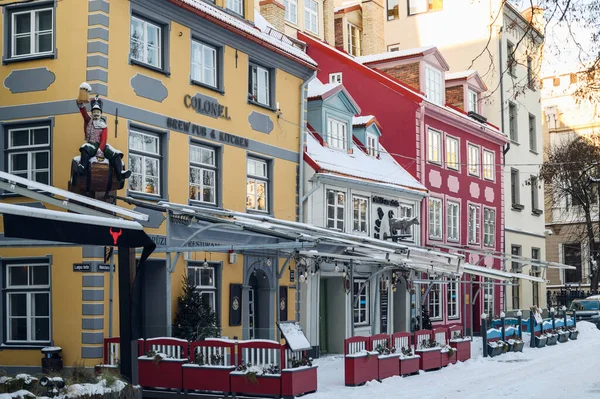 Hermosas Calles Edificios Año Nuevo Riga76 — Foto de Stock