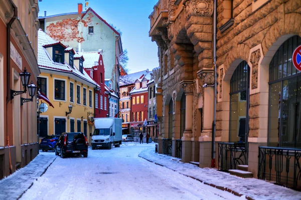 Hermosas Calles Edificios Año Nuevo Riga54 — Foto de Stock