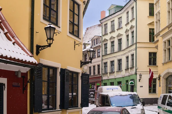 Krásné Ulice Budovy Novém Roce Staré Riga46 — Stock fotografie