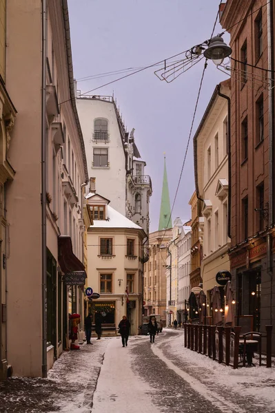 Beautiful Streets Buildings New Year Old Riga43 — стоковое фото