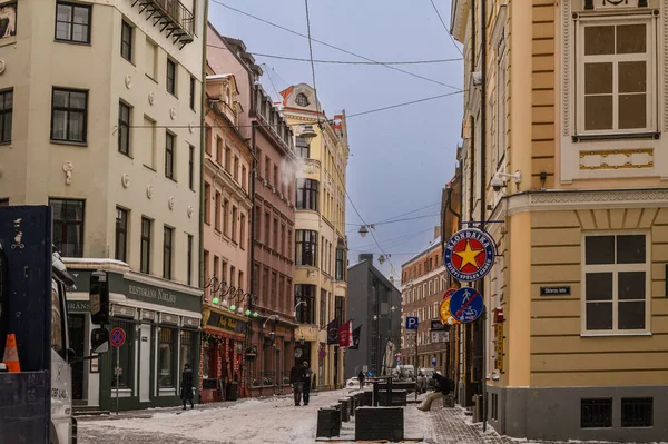 Hermosas Calles Edificios Año Nuevo Riga36 — Foto de Stock