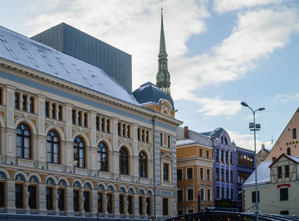 Beautiful Streets Buildings New Year Old Riga24 — стоковое фото