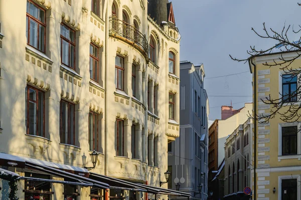 Hermosas Calles Edificios Año Nuevo Riga19 — Foto de Stock