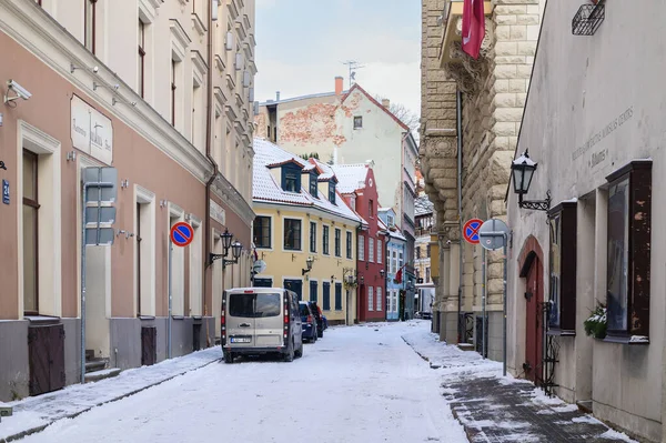 Krásné Ulice Budovy Novém Roce Staré Riga16 — Stock fotografie