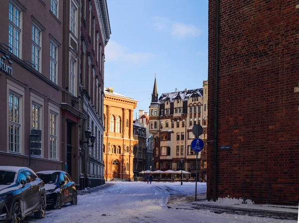 Beautiful Streets Buildings New Year Old Riga6 — Stock Photo, Image