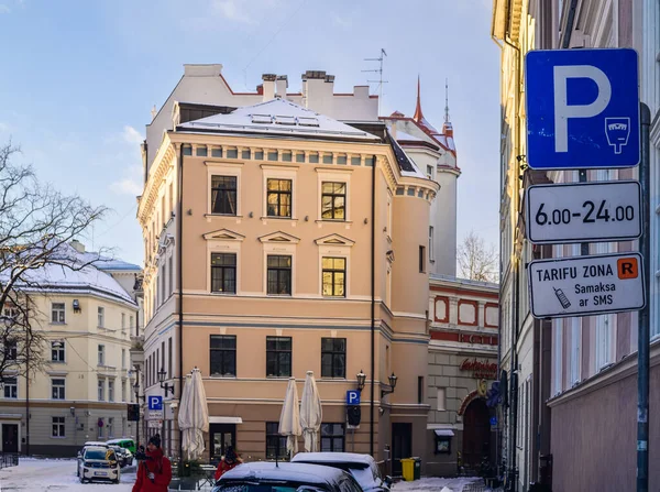 Hermosas Calles Edificios Vieja Riga Año Nuevo — Foto de Stock