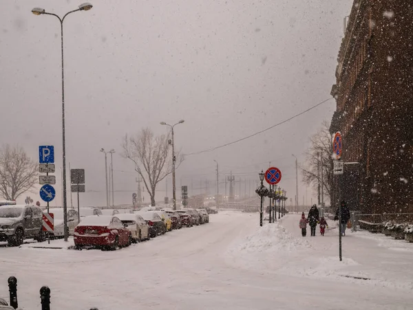 Śnieg Ulicach Noworocznego Riga2 — Zdjęcie stockowe