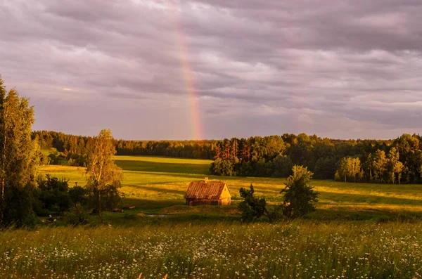 Sonnenuntergang Auf Dem Land Lettland7 — Stockfoto
