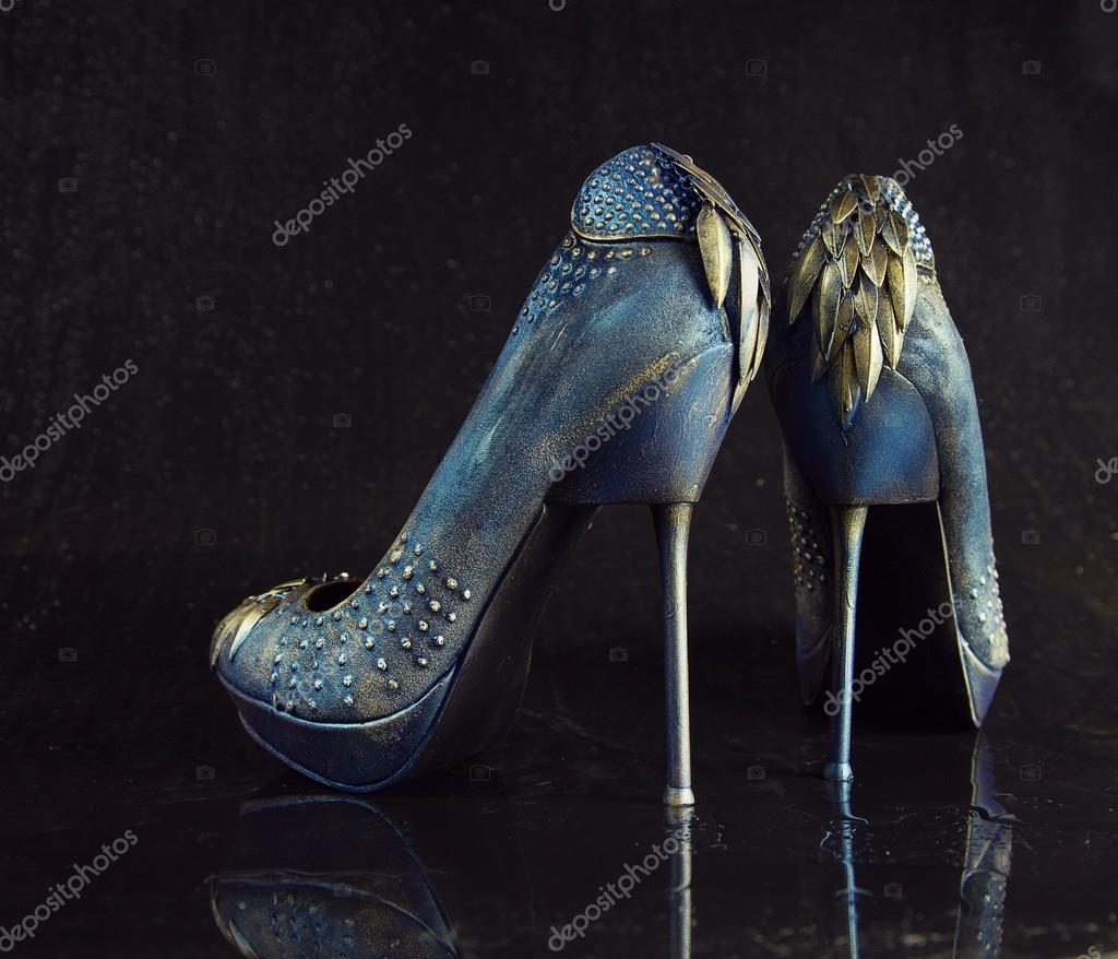blue high heels