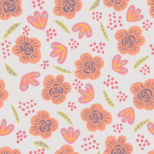 Vektor einfache florale Hand gezeichnet nahtlose Muster Hintergrund. — Stockvektor