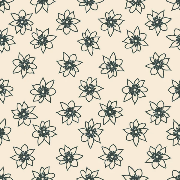 Vektor einfache Doodle Blumen nahtlose Muster Hintergrund. — Stockvektor